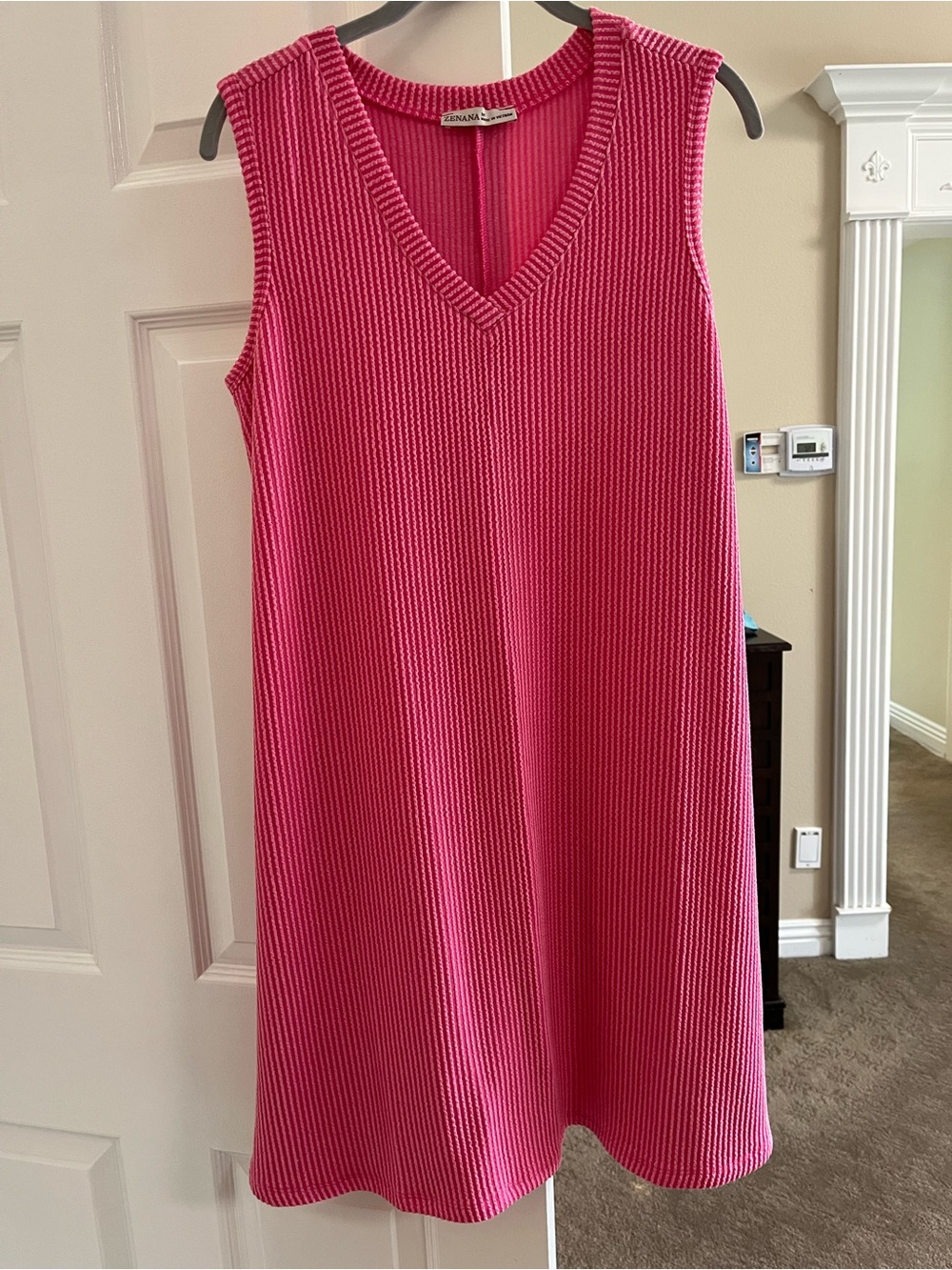 Zenana Outfitters Hot Pink Ribbed Sleeveless Dress